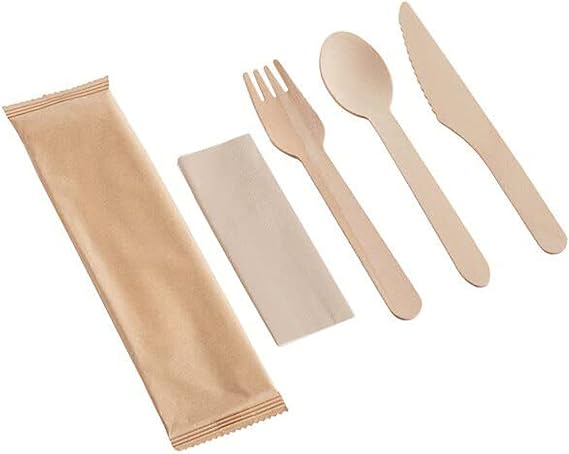 Wooden Cutlery Set Disposable Bamboo Cutlery Eco Friendly 100% All-Natural Biodegradable - 50 pcs