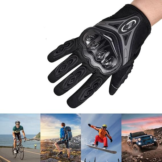 Premium Motorcycle/Bicycle Gloves – Shock-Absorbing, Anti-Slip, Touchscreen Compatible, Protective Riding Gloves for Men & Women with Free Phone Holder (ideal for motorcycle and bicycle)