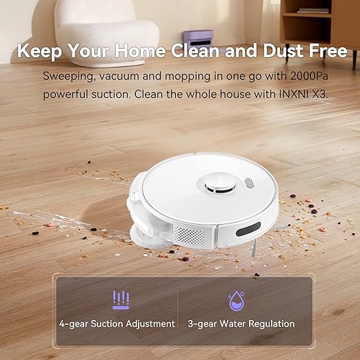INXNI - Robot Vacuum Cleaner and Mop, App Voice Control, Compatible with Alexa, Ideal for Hard Floors