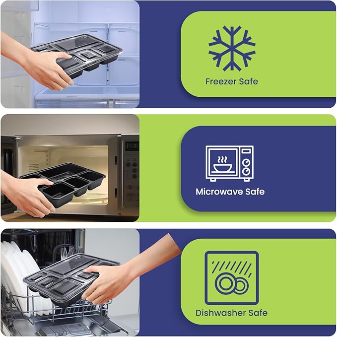 Rectangular Black Container - 6 portions (Pack of 10)