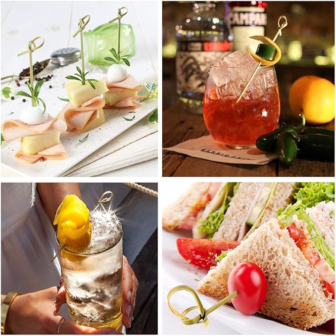 100pcs Bamboo Knotted Skewers - Stylish Picks for Food Presentation