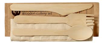 Wooden Cutlery Set Disposable Bamboo Cutlery Eco Friendly 100% All-Natural Biodegradable - 50 pcs