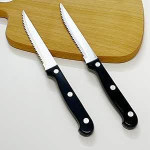 Steak Knives Set of 2 – Heavy Duty Stainless Steel – Ergonomic Handle – Ideal for Meat & BBQ