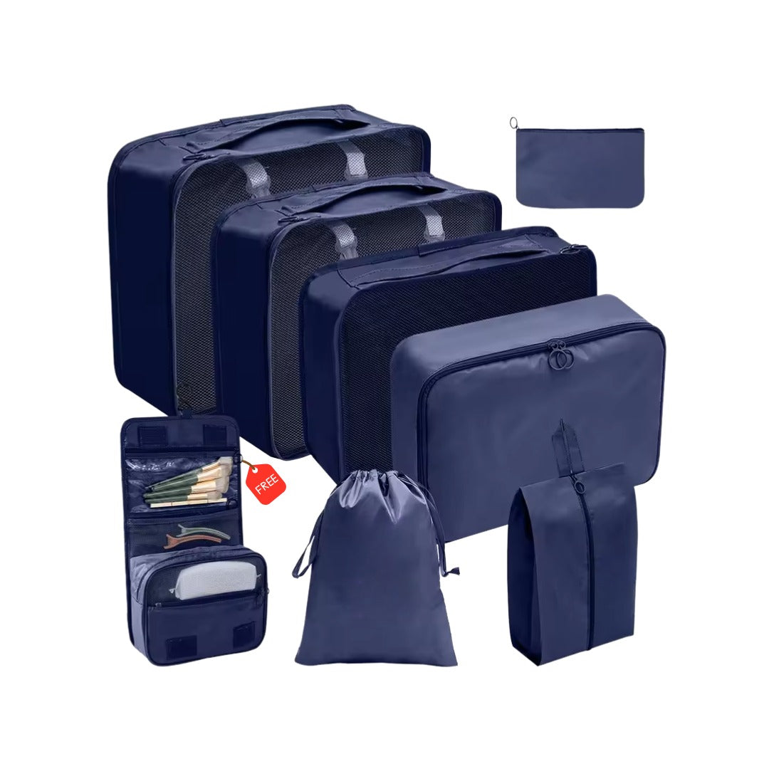 Foldable Travel Storage, Multipurpose Organizer for Clothes, Make-Up, Toiletries & Shoes | Square Pattern, Lightweight & Space-Saving for Luggages. (Free Toiletry Bag)