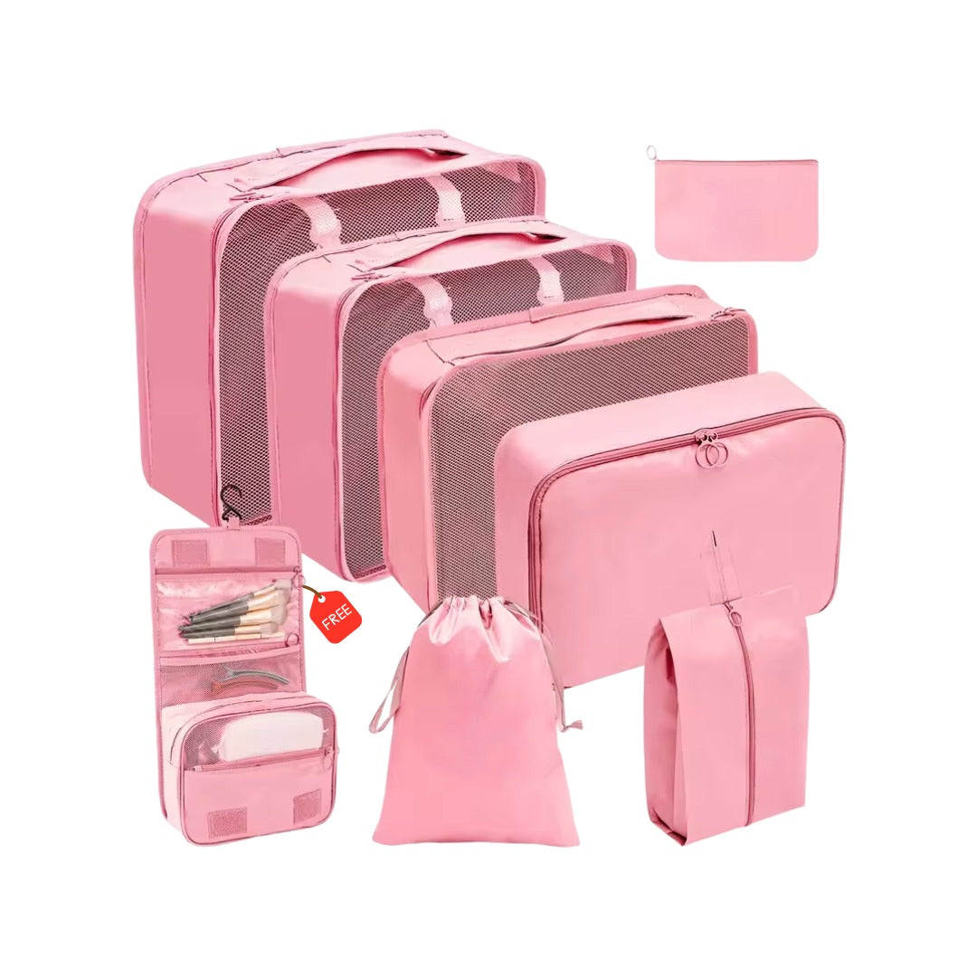Foldable Travel Storage, Multipurpose Organizer for Clothes, Make-Up, Toiletries & Shoes | Square Pattern, Lightweight & Space-Saving for Luggages. (Free Toiletry Bag)