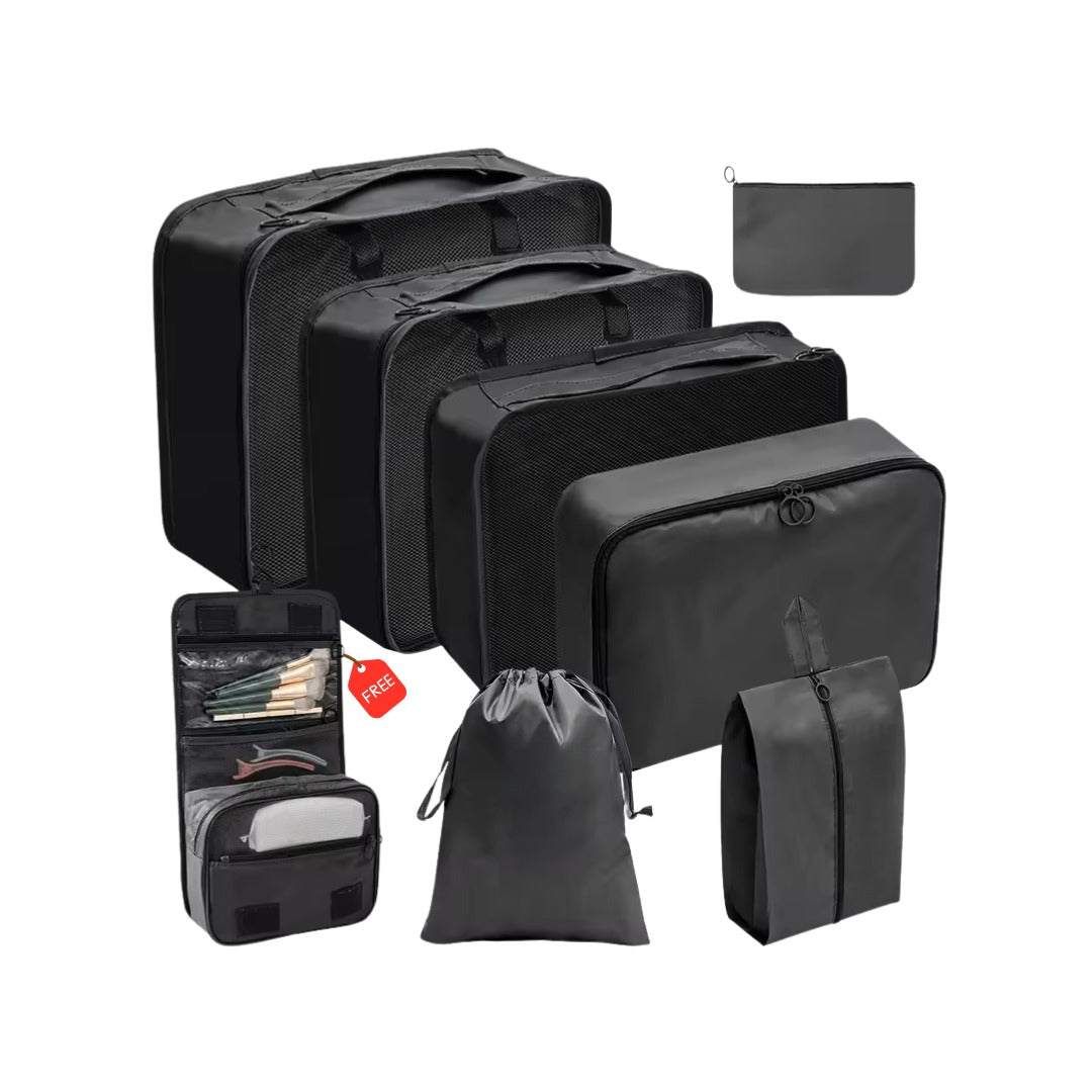 Foldable Travel Storage, Multipurpose Organizer for Clothes, Make-Up, Toiletries & Shoes | Square Pattern, Lightweight & Space-Saving for Luggages. (Free Toiletry Bag)