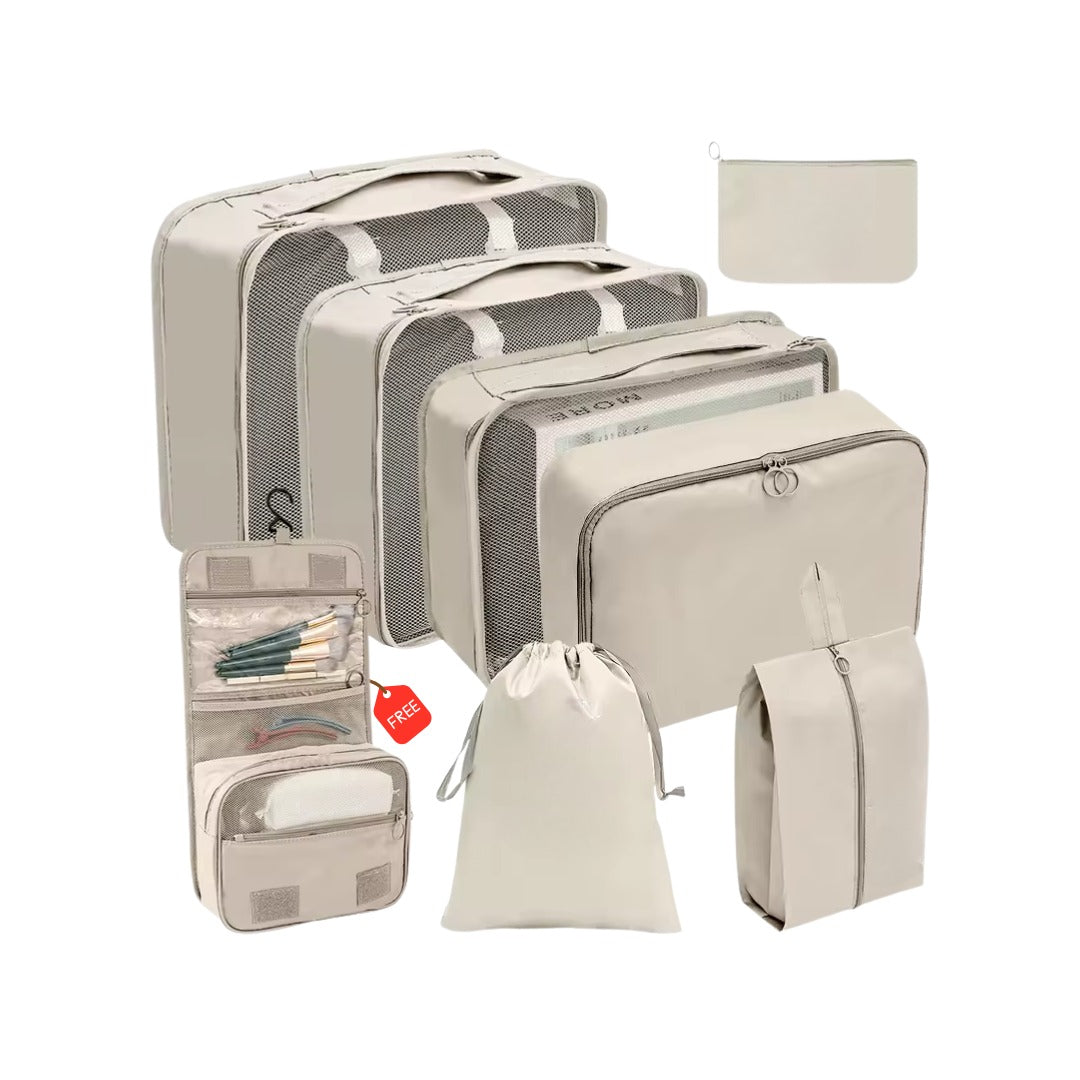 Foldable Travel Storage, Multipurpose Organizer for Clothes, Make-Up, Toiletries & Shoes | Square Pattern, Lightweight & Space-Saving for Luggages. (Free Toiletry Bag)